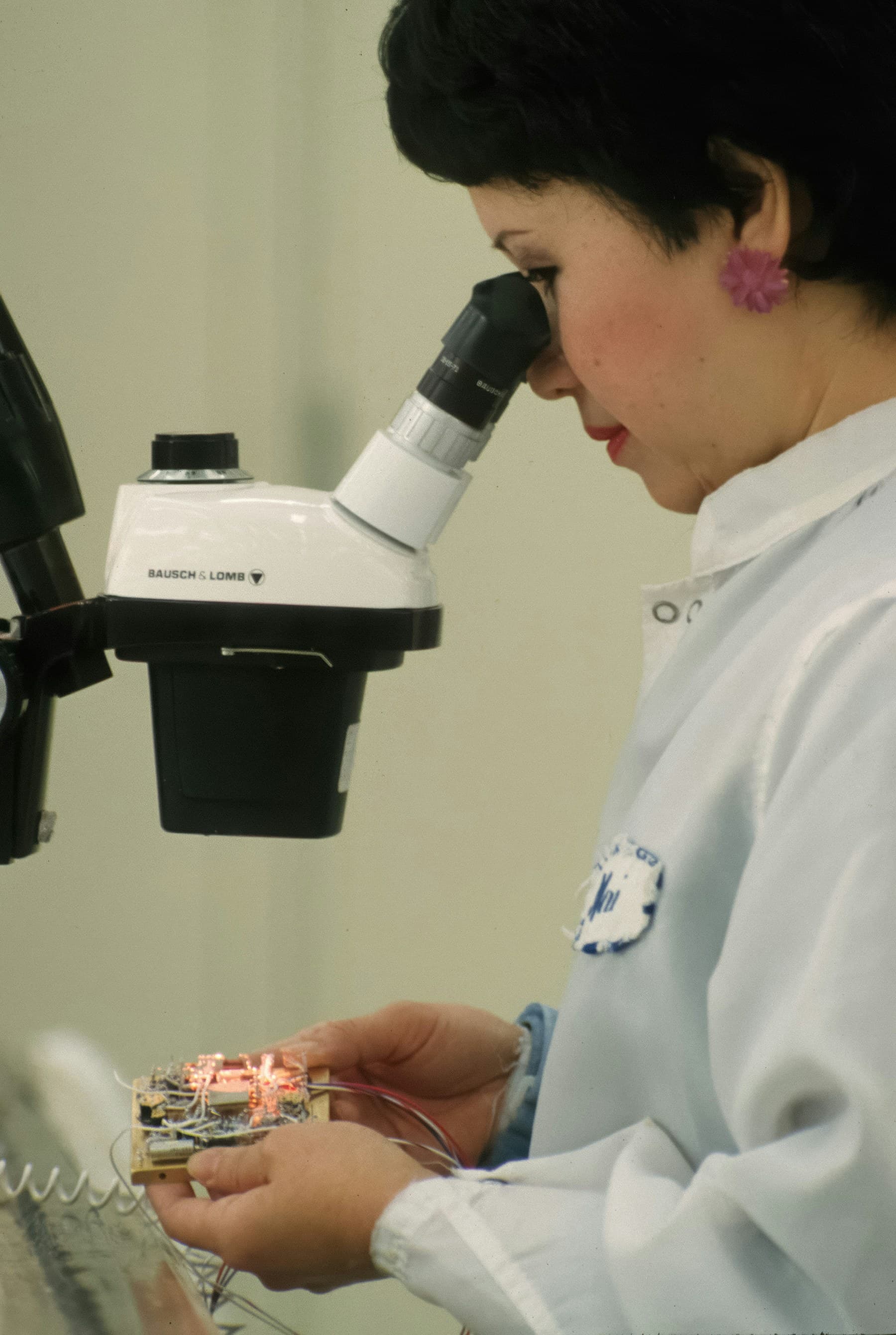 Electronics quality inspection under a microscope